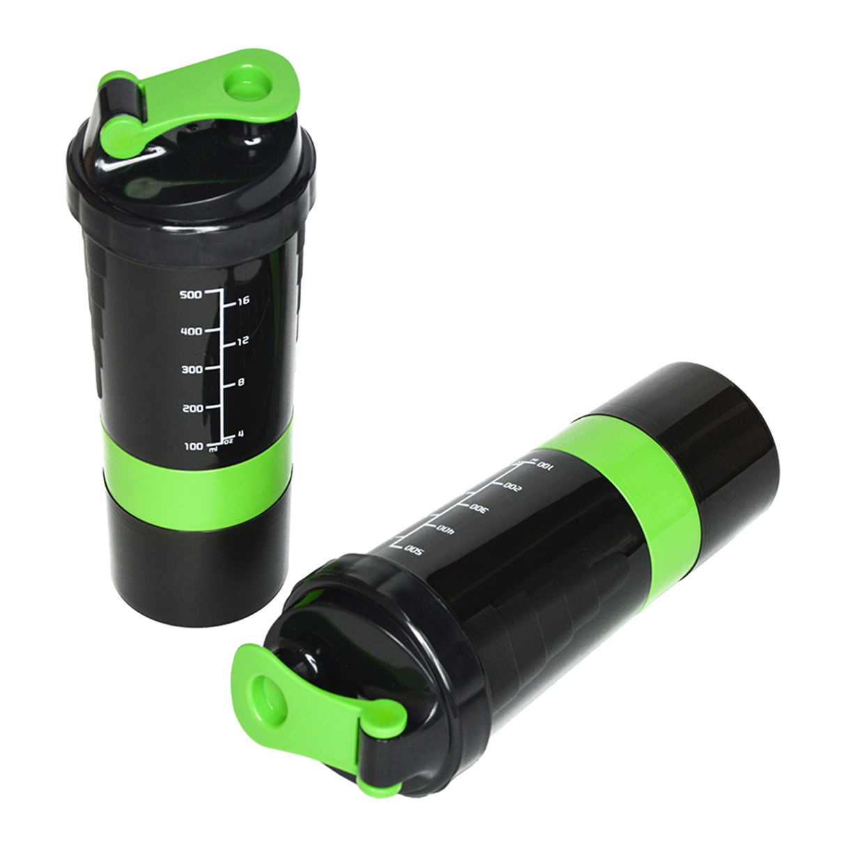2x Protein Shaker Bottle Set &ndash; 3-in-1 Smart Blender Mixer Cup for Gym & Fitness