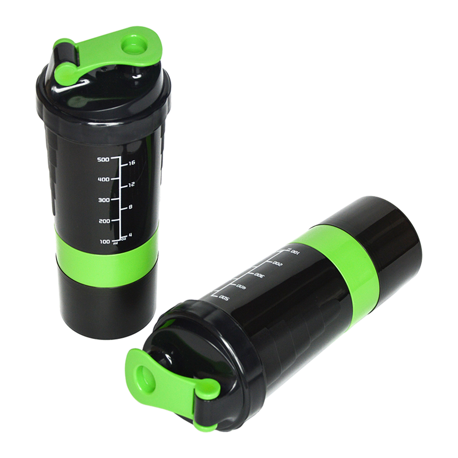 2x Protein Shaker Bottle Set &ndash; 3-in-1 Smart Blender Mixer Cup for Gym & Fitness