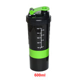 2x Protein Shaker Bottle Set &ndash; 3-in-1 Smart Blender Mixer Cup for Gym & Fitness - Low Angle