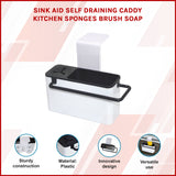 Sink Aid Self Draining Caddy Kitchen Sponges Brush Soap - Front View