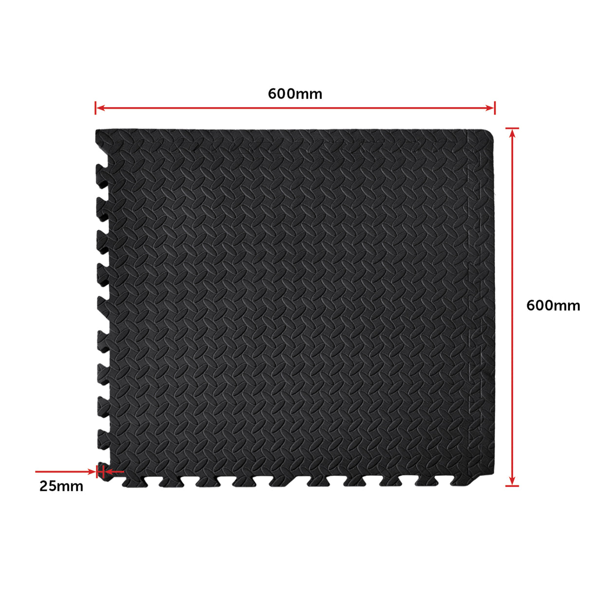 12 Tiles EVA Rubber Foam Gym Mat 60x60cm &ndash; 2.5cm Thick Fitness Flooring Set