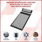 Massage Acupressure Yoga Mat With Pillow Sit Mats Cut Pain Stress Soreness - Top-Down View