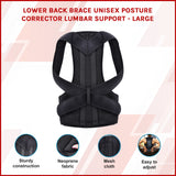 Lower Back Brace Unisex Posture Corrector Lumbar Support - Large - Front View