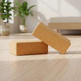 2 x Cork Yoga Block Organic Yoga Prop Accessory Exercise Brick - 45-Degree Angle