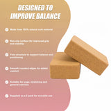2 x Cork Yoga Block Organic Yoga Prop Accessory Exercise Brick