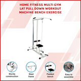 Home Fitness Multi Gym Lat Pull Down Workout Machine Bench Exercise - Top-Down View