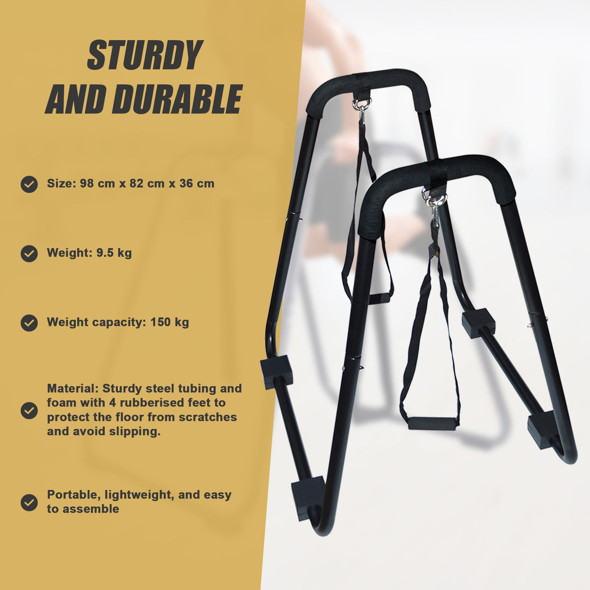 Heavy Duty Parallette Bars &ndash; Push Up & Core Strength Training Stands for Home Gym