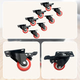 8 x 2" Polyurethane Castor Wheels - Swivel and 4 with brake