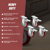 4 X 5" Heavy Duty 400kg Swivel Castor Wheels Trolley Furniture Caster All Brake