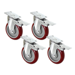 4 X 5" Heavy Duty 400kg Swivel Castor Wheels Trolley Furniture Caster All Brake