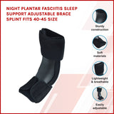 Night Plantar Fasciitis Sleep Support Adjustable Brace Splint Fits 40-45 Size - Front View