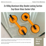 2x 100kg Aluminum Alloy Double Locking Suction Cup Glazer Glass Sucker Lifter - Extra Image