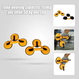 2x 150kg Load Aluminum Triple Suction Cup Pad Glazer Glass Sucker Remover Lifter - Close-Up Angle