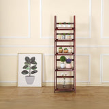 5 Tier Wooden Ladder Shelf Stand Storage Book Shelves Shelving Display Rack - 45-Degree Angle