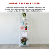 5 Tier Wooden Ladder Shelf Stand Storage Book Shelves Shelving Display Rack - Close-Up Angle