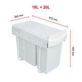 Pull Out Bin Kitchen Double Dual Slide Garbage Rubbish Waste 10L+20L - Extra Image