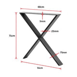 X Shaped Table Bench Desk Legs Retro Industrial Design Fully Welded - Low Angle