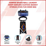 Hamper Basketball Laundry Hoop Hanging Clothes Basket Storage Kids Fun Door Bag - Side View