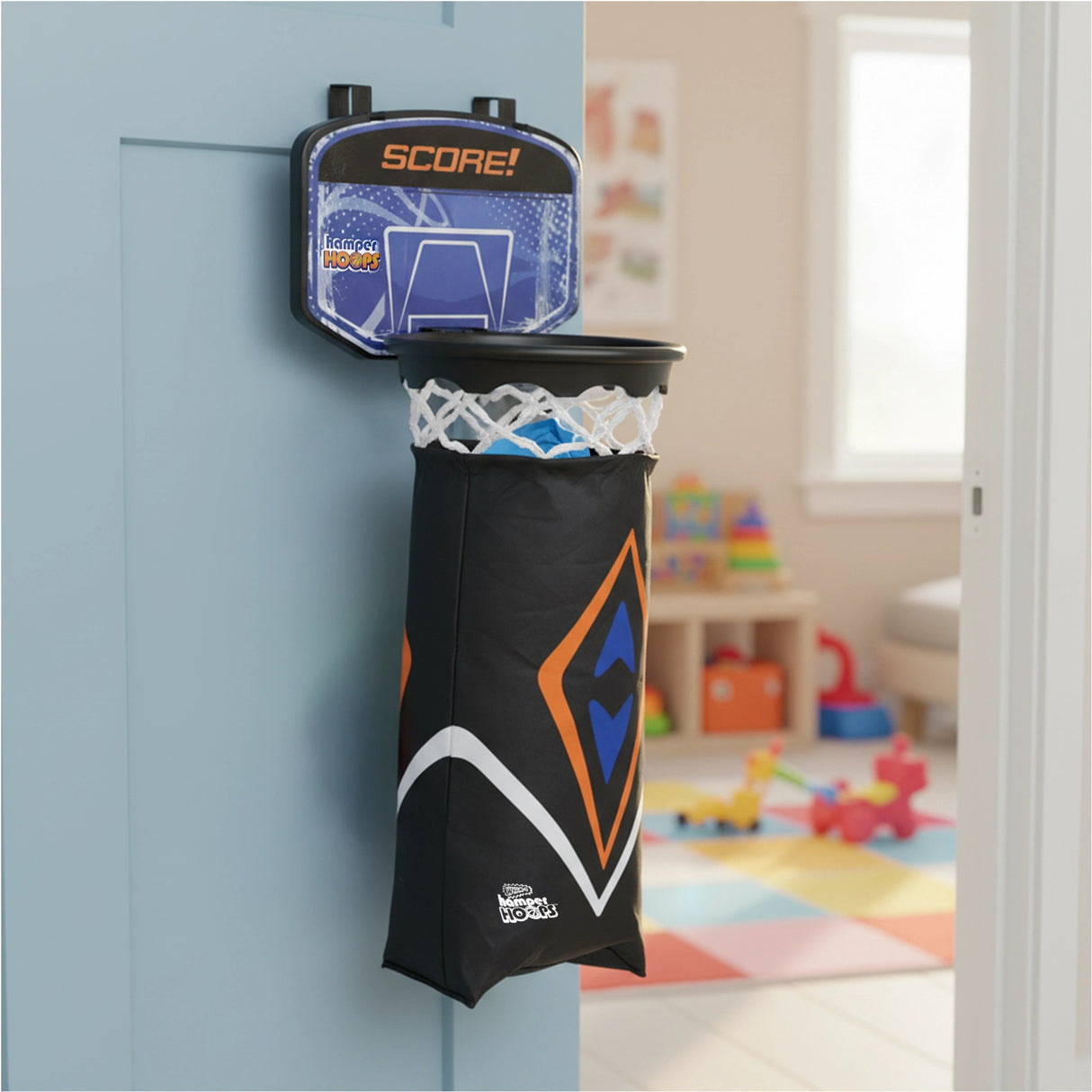 Hamper Basketball Laundry Hoop Hanging Clothes Basket Storage Kids Fun Door Bag