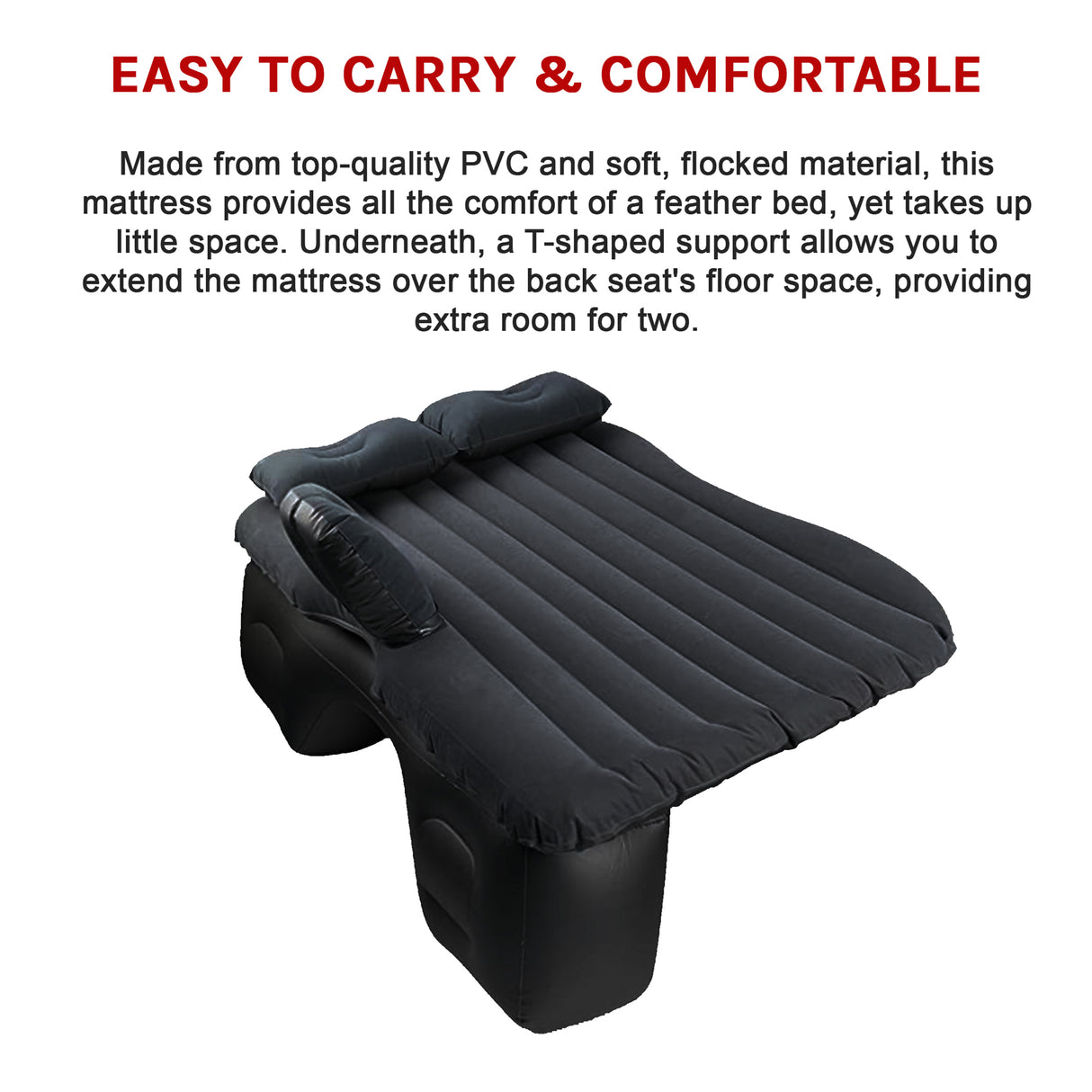 Inflatable Car Back Seat Mattress &ndash; Portable Travel Air Bed for Camping & Sleeping