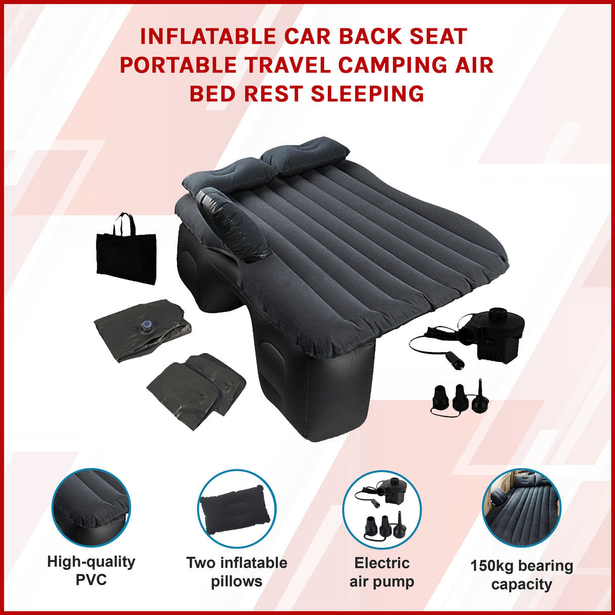 Inflatable Car Back Seat Mattress &ndash; Portable Travel Air Bed for Camping & Sleeping