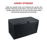 Patio Deck Box Outdoor Storage Plastic Bench Box 450 Litre - Low Angle