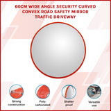 60cm Wide Angle Security Curved Convex Road Safety Mirror Traffic Driveway - Extra Image
