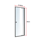 Adjustable Semi Frameless Shower Screen (74~82) x 195cm Australian Safety Glass - Rear View