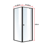 Semi Frameless Shower Screen (74~82)x 195cm & (77~80)x 195cm Side AS/NZS Glass