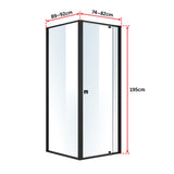 Semi Frameless Shower Screen (74~82)x 195cm & (89~92)x 195cm Side AS/NZS Glass - Rear View