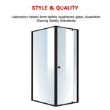 Semi Frameless Shower Screen (74~82)x 195cm & (98~101)x 195cm Side AS/NZS Glass - 45-Degree Angle