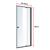 Adjustable Semi Frameless Shower Screen (82~90) x 195cm Australian Safety Glass - Rear View