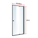 Adjustable Semi Frameless Shower Screen (98~106) x 195cm Australian Safety Glass - Rear View