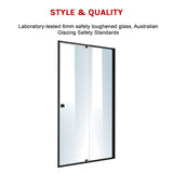 Adjustable Semi Frameless Shower Screen (114~122) x 195cm Australian Safety Glass