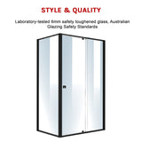 Semi Frameless Shower Screen (114~122)x 195cm & (77~80)x 195cm Side AS/NZS Glass - 45-Degree Angle
