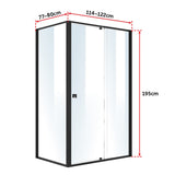 Semi Frameless Shower Screen (114~122)x 195cm & (77~80)x 195cm Side AS/NZS Glass - Rear View