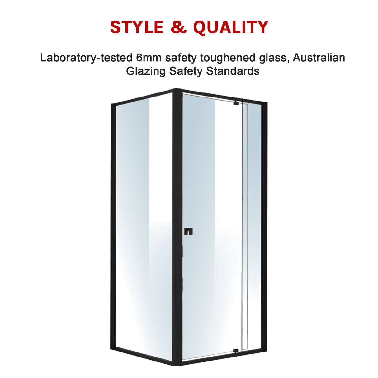 Semi Frameless Shower Screen (82~90)x 195cm & (77~80)x 195cm Side AS/NZS Glass