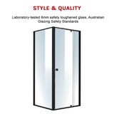 Semi Frameless Shower Screen (82~90)x 195cm & (77~80)x 195cm Side AS/NZS Glass - 45-Degree Angle