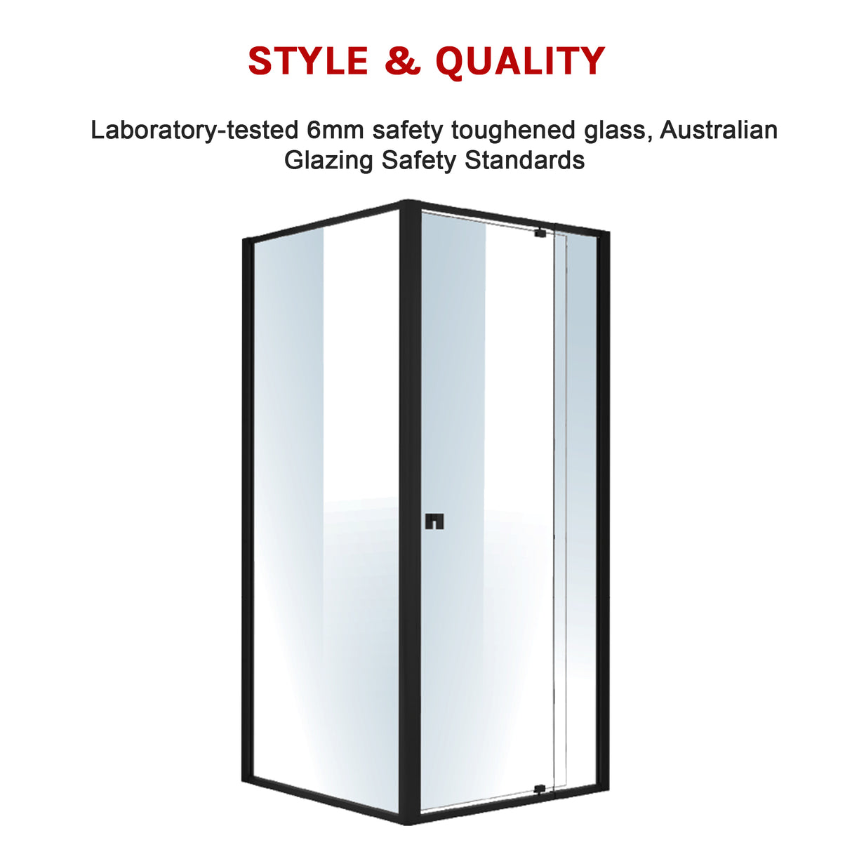 Semi Frameless Shower Screen (82~90)x 195cm & (89~92)x 195cm Side AS/NZS Glass