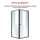 Semi Frameless Shower Screen (82~90)x 195cm & (89~92)x 195cm Side AS/NZS Glass - 45-Degree Angle
