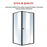 Semi Frameless Shower Screen (98~106)x 195cm & (89~92)x 195cm Side AS/NZS Glass - 45-Degree Angle