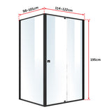 Semi Frameless Shower Screen (114~122)x 195cm & (98~101)x195cm Side AS/NZS Glass - Rear View