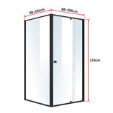 Semi Frameless Shower Screen (98~106)x 195cm & (98~101)x 195cm Side AS/NZS Glass - Rear View