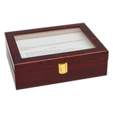 10 Grids Wooden Watch Case Glass Jewellery Storage Holder Box Wood Display