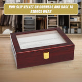 10 Grids Wooden Watch Case Glass Jewellery Storage Holder Box Wood Display - Low Angle
