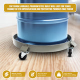 Drum Dolly 450kg 55 Gallon w Swivel Casters Heavy Duty Steel Frame Non Tipping - Rear View