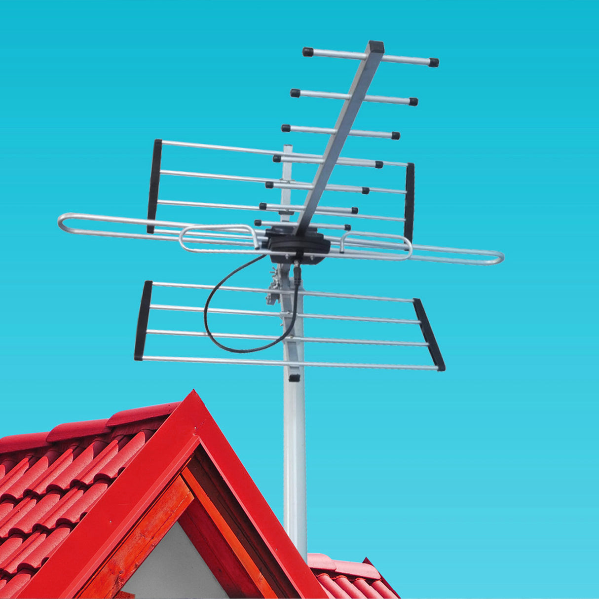 Digital TV Outdoor Antenna Aerial UHF VHF FM Signal Booster HD