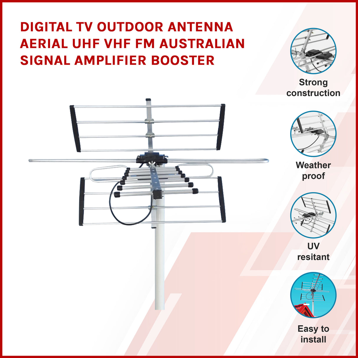 Digital TV Outdoor Antenna Aerial UHF VHF FM Signal Booster HD