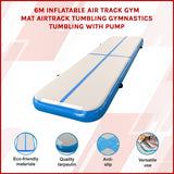 6m Inflatable Air Track Gym Mat Airtrack Tumbling Gymnastics Tumbling with Pump - Front View