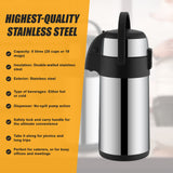 Air Pot for Tea Coffee 5L Pump Action Insulated Airpot Flask Drink Dispenser - Rear View